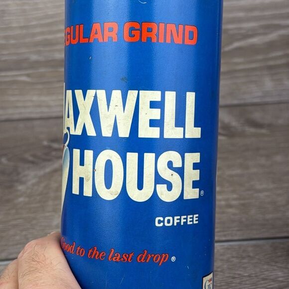 Vintage Maxwell House Coffee Thermos Blue w/ Lid & Cup Made in USA - Picture 11 of 11